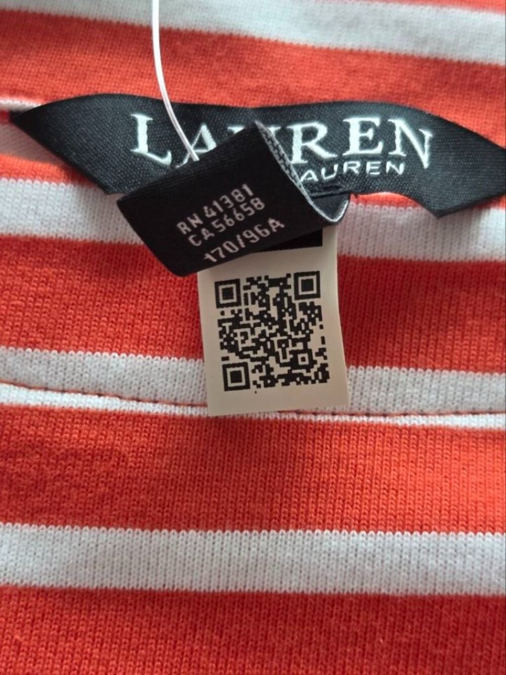 $90 Lauren Ralph Lauren Cotton Jersey Stripe Boat Neck Long Sleeve Top Size L - Picture 6 of 13